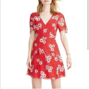 Madewell Red Daisy Society Button Wrap Dress